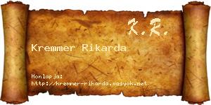 Kremmer Rikarda névjegykártya